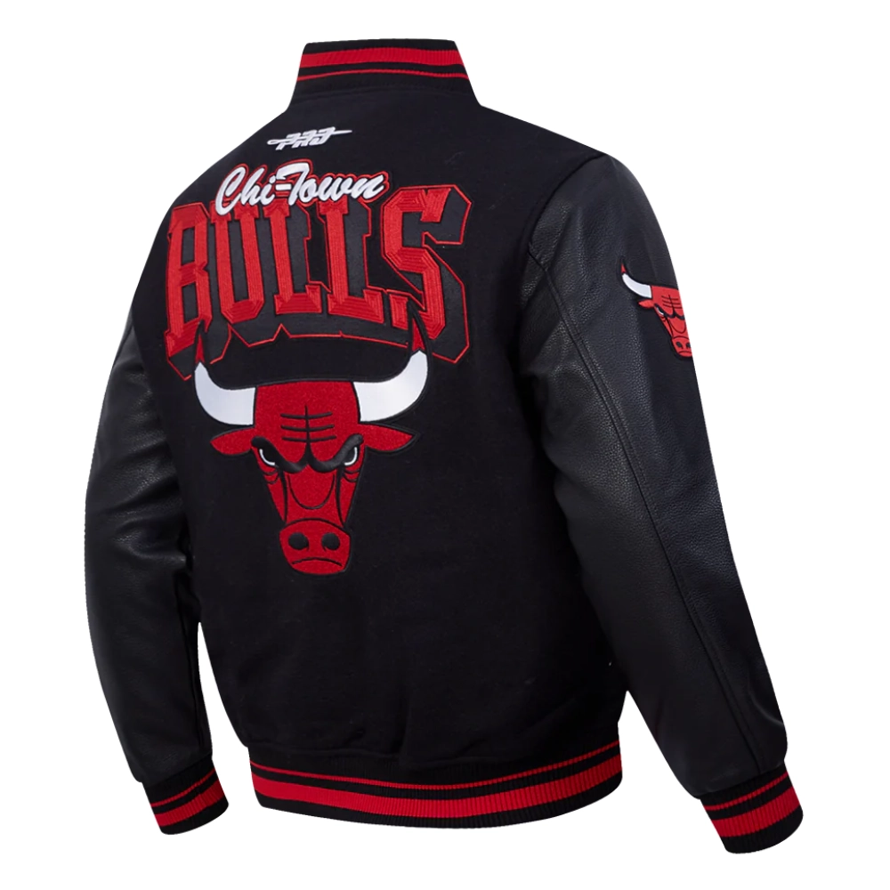 Chicago Bulls Team Badge Wool & Leather Jacket - Image 3