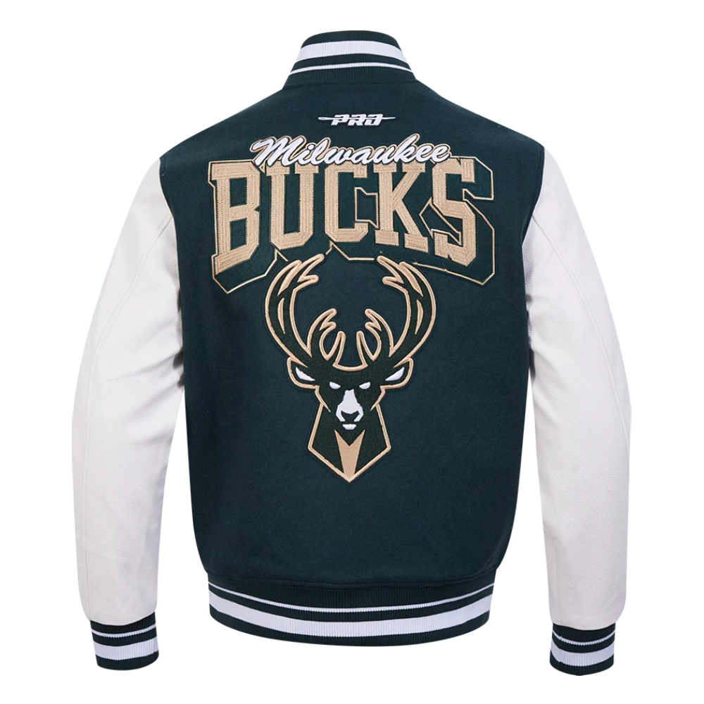 Milwaukee Bucks Team Badge Wool & Leather Jacket - Image 4