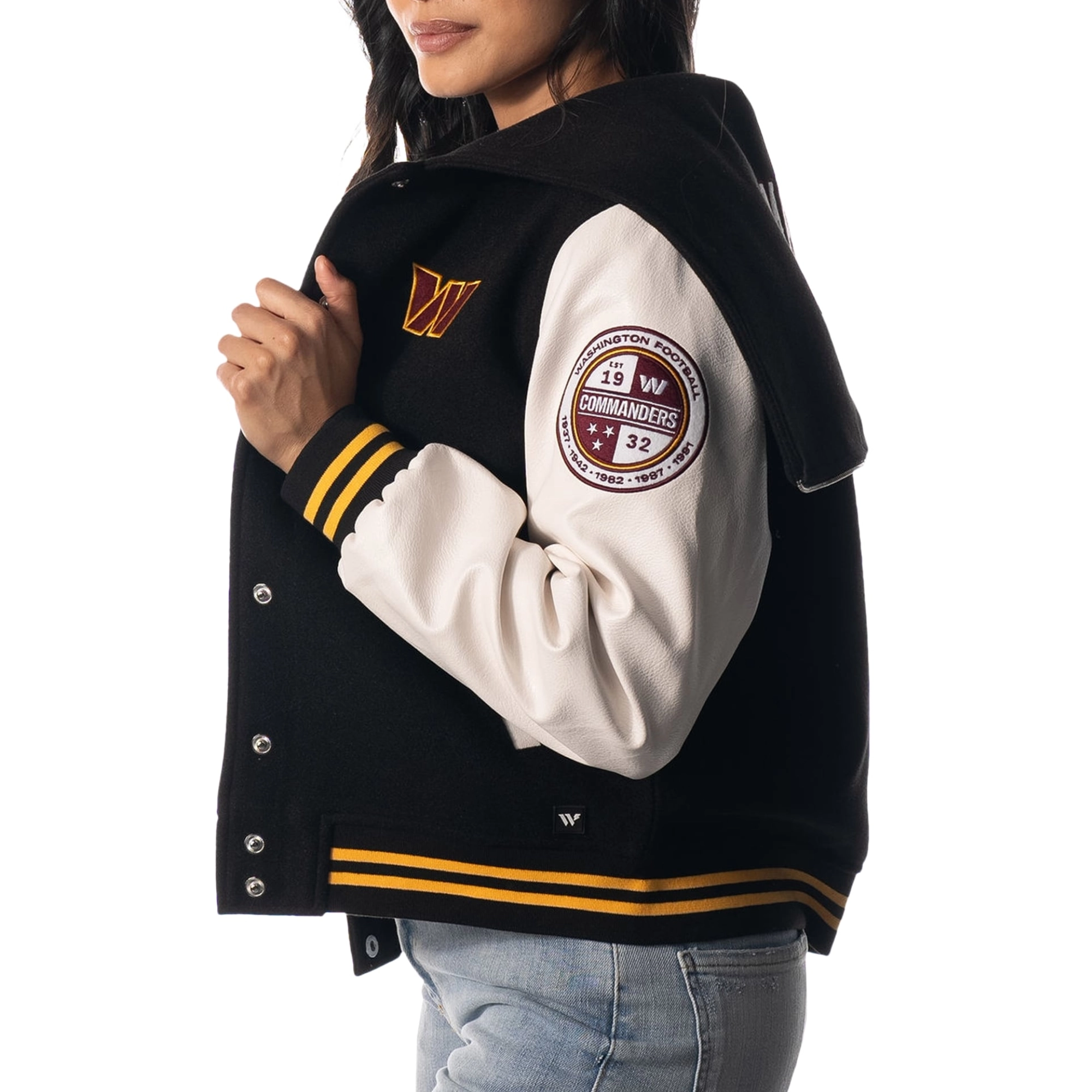 Washington Commanders Women’s Sailor Hooded Varsity Jacket - Image 3