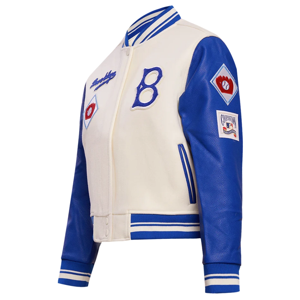 Woman’s Brooklyn Dodgers Retro Classic Wool & Leather Jacket - Image 4
