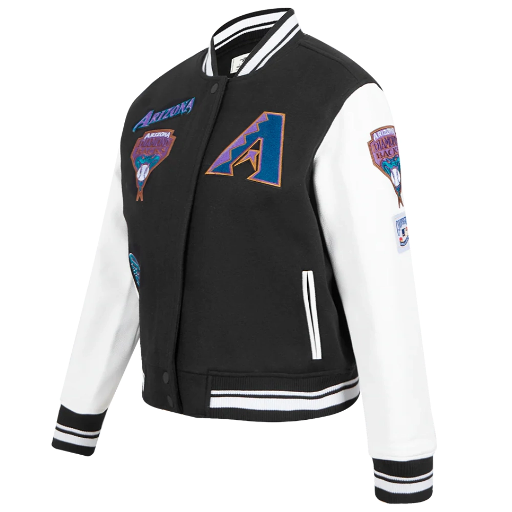 Women's Arizona Diamondbacks Retro Classic Wool & Leather Jacket - Image 3